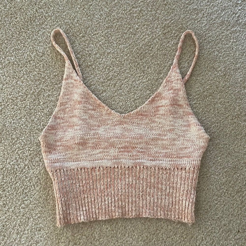 debut pink and white crop tank top